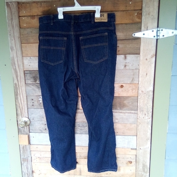 Men's Real Ranch Dark Denim Blue Jeans Size 38x30 Western - Picture 2 of 2